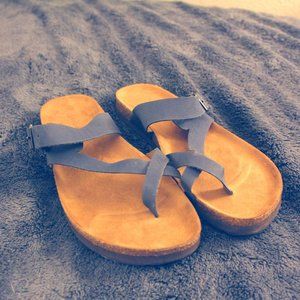 Navy suede / cork sandals